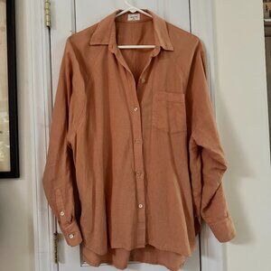 Aritzia Wilfred oversized orange linen blend shirt